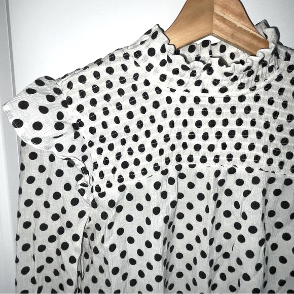 Polka Dot Ruffle Shoulder Blouse - Picture 5 of 8